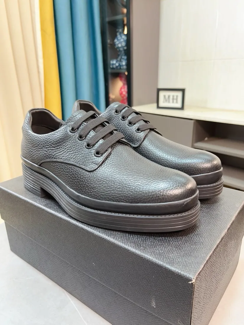 Men's shoes 💰540🌹🌹 [Men's shoes 💰pRADA Prada leather shoes] Top purchasing agent Original imported Italian custom-made open-edge beaded cowhide leather surface, ➕Fully imported water-dyed breathable cowhide lining, original factory special molded sole, super comfortable, code number: 38-44